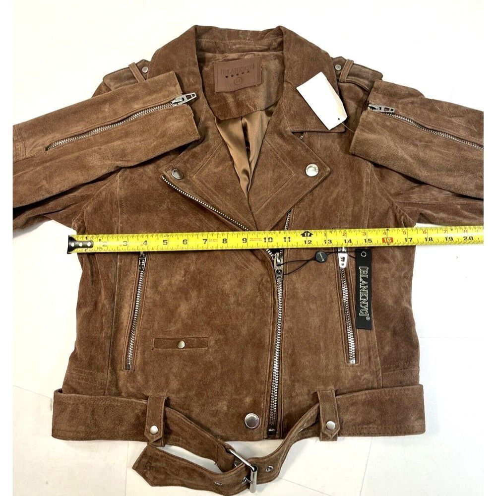 New Blank NYC Suede Moto Jacket Womens Medium Coffee Bean Brown Leather - Picture 12 of 13